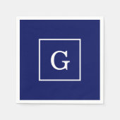 Monogram Navy Blue White Initiaal Servetten (Voorkant)
