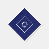 Monogram Navy Blue White Initiaal Servetten (Hoek)