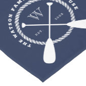 Monogram Navy Blue White Nautical Lake House Korte Tafelloper (Hoek)