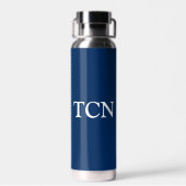 Monogram Navy Blue White Trendy Gift voor hem Waterfles (Achterkant)