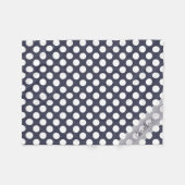 Monogram Navy Blue White Trendy Polka Dot Pattern Fleece Deken (Voorkant (Horizontaal))