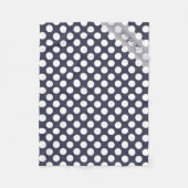 Monogram Navy Blue White Trendy Polka Dot Pattern Fleece Deken (Voorkant)