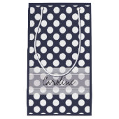 Monogram Navy Blue White Trendy Polka Dot Pattern Klein Cadeauzakje (Voorkant)