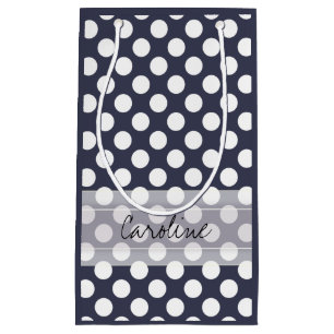 Monogram Navy Blue White Trendy Polka Dot Pattern Klein Cadeauzakje