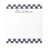 Monogram Navy Blue White Trendy Polka Dot Pattern Notitieblok (Voorkant)