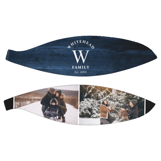 Monogram Navy Blue Wood Foto Collage Basketbal (Panelen)