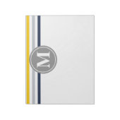 Monogram Navy Blue Yellow Striped Pattern Notitieblok (Linkerzijde)