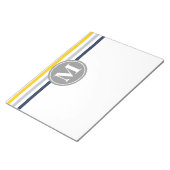 Monogram Navy Blue Yellow Striped Pattern Notitieblok (Schuin)