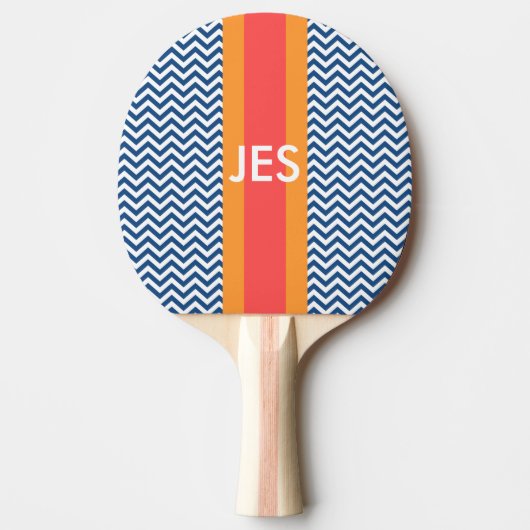 Monogram Navy Chevron Ping Pong Paddle Tafeltennisbatje (Voorkant)