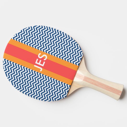 Monogram Navy Chevron Ping Pong Paddle Tafeltennisbatje (Zijkant)