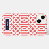 Monogram Navy en Coral Trellis Case-Mate iPhone Case (Achterkant (horizontaal))