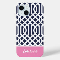 Monogram Navy en Pink Trellis