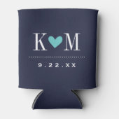 Monogram Navy en Turquoise Modern Wedding Blikjeskoeler (Voorkant)