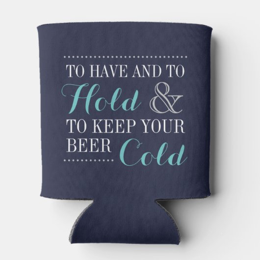 Monogram Navy en Turquoise Modern Wedding Blikjeskoeler (Achterkant)