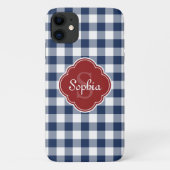 Monogram Navy Gingham Red Quatrefoil Case-Mate iPhone Case (Achterkant)