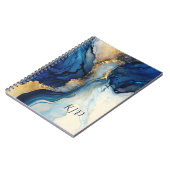 Monogram Navy Gold Alcohol Waterverf Splash Notitieboek (Linkerzijde)
