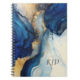 Monogram Navy Gold Alcohol Waterverf Splash Notitieboek