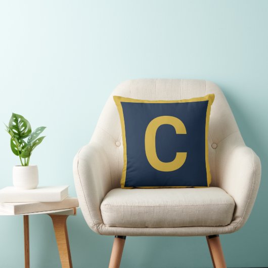 MONOGRAM NAVY GOLD DOUBLESIED Cushion Pillow Kussen (Stoel)