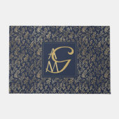 Monogram Navy Gold Leaf Passen getrouwd Home Decor Deurmat (Voorkant)