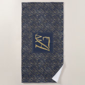 Monogram Navy Gold Leaf Passen getrouwd Home Decor Strandlaken (Voorkant)
