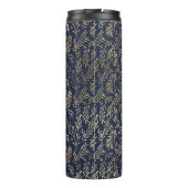 Monogram Navy Gold Leaf Passen getrouwd Home Decor Thermosbeker (Achterkant)