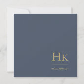 Monogram Navy Gold Simple Elegant Social Notecard Notitiekaartje (Achterkant)