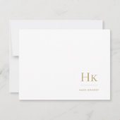 Monogram Navy Gold Simple Elegant Social Notecard Notitiekaartje (Voorkant)