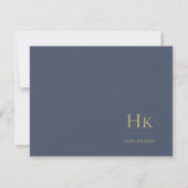 Monogram Navy Gold Simple Elegant Social Notecard Notitiekaartje (Achterkant)