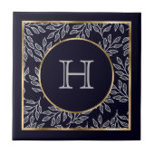 Monogram Navy Gold Tegeltje (Voorkant)