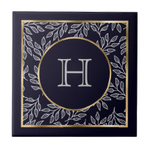 Monogram Navy Gold