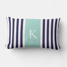 Monogram Navy Mint Green Stripes Kussen