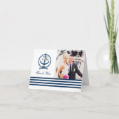 Monogram Navy Nautical Wedding Bedankkaart (Voorkant)