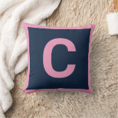 MONOGRAM NAVY PINK DOUBLESIED Cushion Pillow Kussen (Deken)