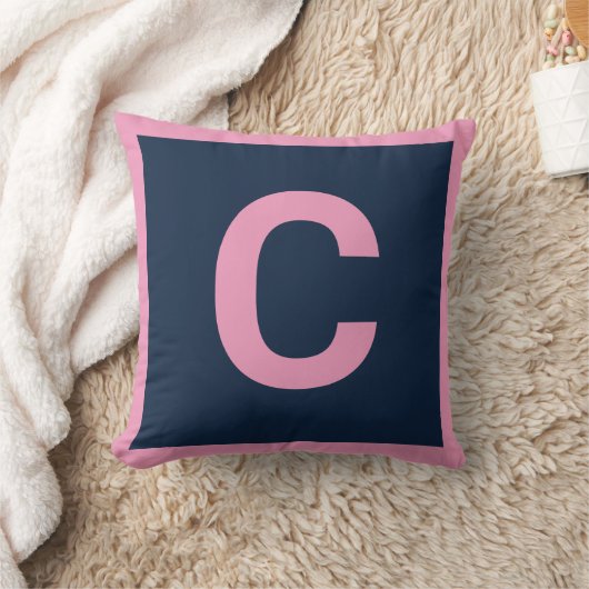 MONOGRAM NAVY PINK DOUBLESIED Cushion Pillow Kussen (Deken)