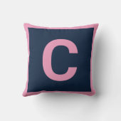 MONOGRAM NAVY PINK DOUBLESIED Cushion Pillow Kussen (Achterkant)