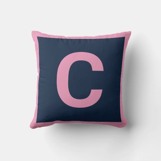 MONOGRAM NAVY PINK DOUBLESIED Cushion Pillow Kussen (Achterkant)