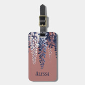 Monogram Navy Roos Wisteria Elegantie Bagagelabel (Voorkant verticaal)