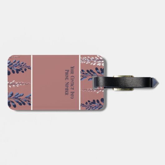 Monogram Navy Roos Wisteria Elegantie Bagagelabel (Achterkant horizontaal)