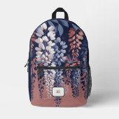 Monogram Navy Roos Wisteria Elegantie Bedrukte Rugzak (Voorkant)