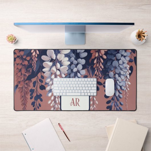 Monogram Navy Roos Wisteria Elegantie Bureaumat (Kantoor 1)