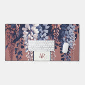 Monogram Navy Roos Wisteria Elegantie Bureaumat (Keyboard & Muis)