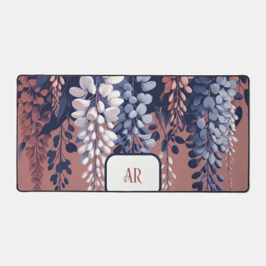 Monogram Navy Roos Wisteria Elegantie Bureaumat (Voorkant)