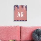 Monogram Navy Roos Wisteria Elegantie Canvas Afdruk (Insitu (Woonkamer))