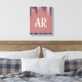 Monogram Navy Roos Wisteria Elegantie Canvas Afdruk (Insitu (Slaapkamer))