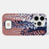 Monogram Navy Roos Wisteria Elegantie Case-Mate iPhone Case (Achterkant (horizontaal))