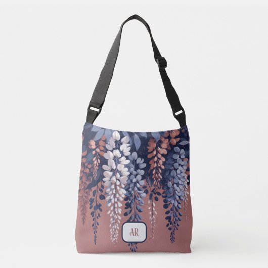 Monogram Navy Roos Wisteria Elegantie Crossbody Tas (Voorkant)
