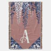 Monogram Navy Roos Wisteria Elegantie Deken (Voorkant Verticaal)