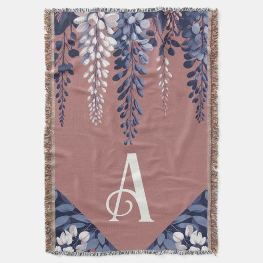 Monogram Navy Roos Wisteria Elegantie Deken (Voorkant Verticaal)