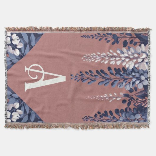 Monogram Navy Roos Wisteria Elegantie Deken (Voorkant)