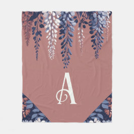 Monogram Navy Roos Wisteria Elegantie Fleece Deken